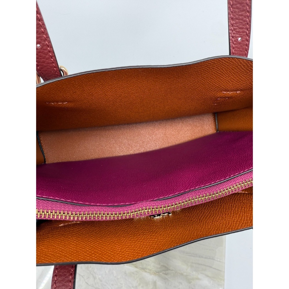 Coach Burgundy Tote Bag with Gold Accents - Picture 7 of 16